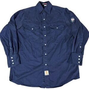 BOCOMAL Flame Resistant FR Work Shirt NFPA2112 CAT2 Navy Men's Size M